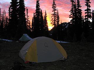 Camp at sunrise