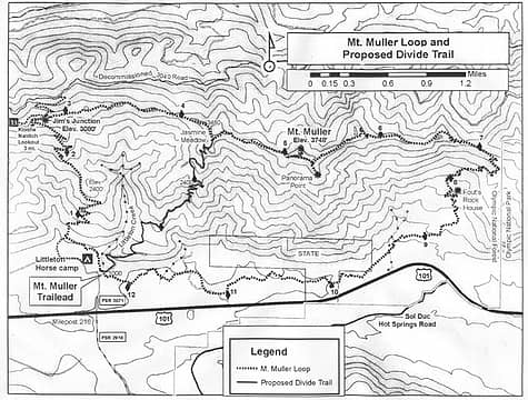 Mt Muller & new Divide Trail map, USFS
