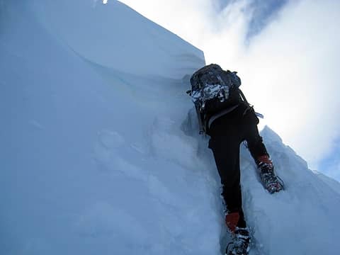 justus ascending the chopped-out cornice
