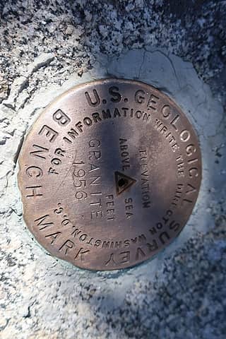 Granite Mountain benchmark, placed 2 years after the lookout was gone