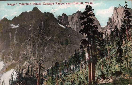 [i:79c837b011]Rugged Mountain Peaks, Cascade Range, near Everett, Wash.[/i:79c837b011] Mailed Oct 11, 1909.
