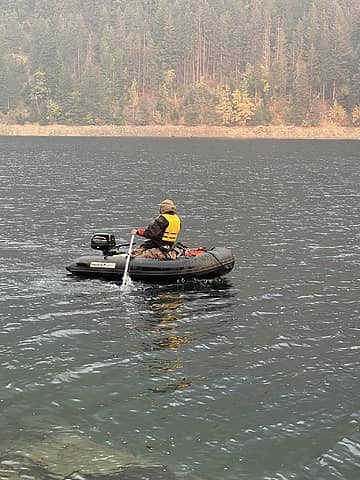 Me paddling into position to deploy the motor