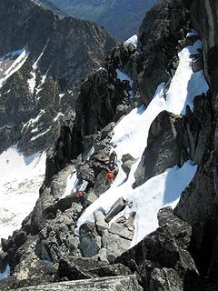 North side scrambling traverse viewed from north side gully