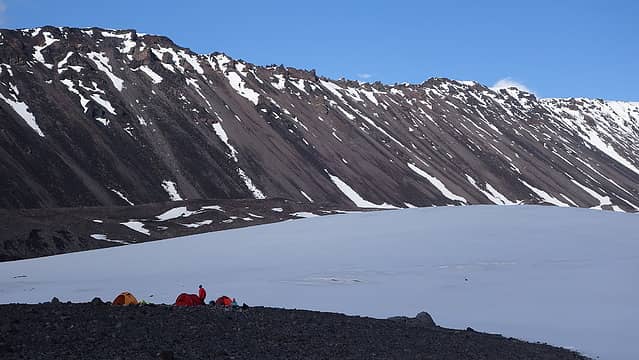 Our camp with the Sheep Glacier behind