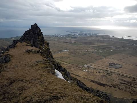 The Town Of Akranes Below The False Summit