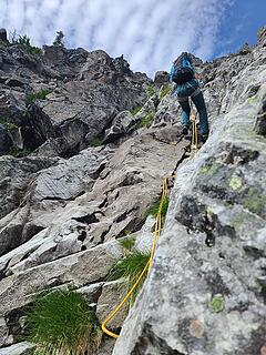 Rappeling lower down in the gully