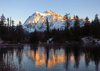 Shuksan frozen lake reflection