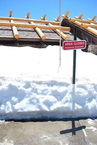 "Dangerous snowfield" at Alpine Visitor Center. Wouldn't want to fall there....