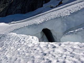 Snowbridge over crevasse.