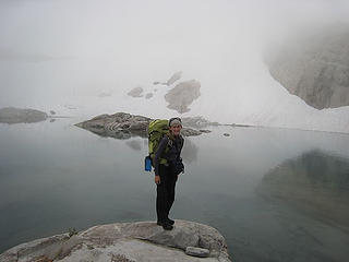 Tisha at first Foss Glacier Lake