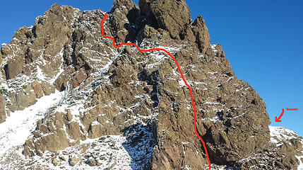 Our route up the West face