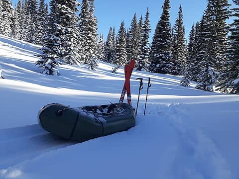 Packraft in the snow