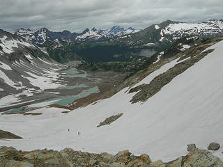 Lyman lakes from Spider Gap In the Glacier Peak Wilderness of North-central Washington State, USA