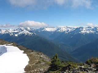 Red Mtn, Mt Logan (Behind Clouds), Boston Glacier, And Forbidden Peak From Ruby Mtn