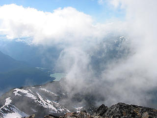 Windswept Clouds Rising To Summit Of Ruby Mtn Via North Face (Diablo Lake In Distance)