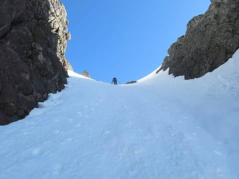 Jake and Reed nearing the top of the first couloir