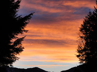 Sunrise from parking outside Snoqualmie Point Parking area.