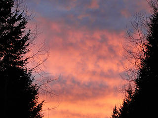 Sunrise from parking outside Snoqualmie Point Parking area.