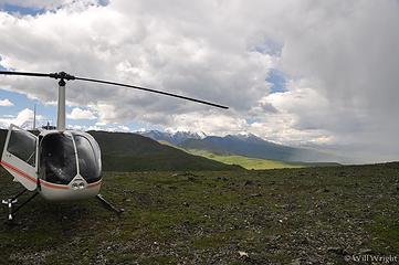 Helicopter in the Alaska Range