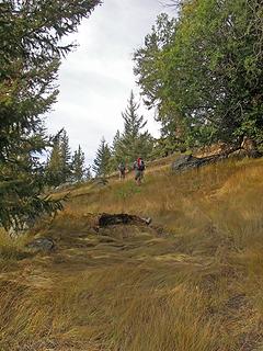 Steve and Justus meandering through the open slopes on and off the Foggy Dew Ridge trail.