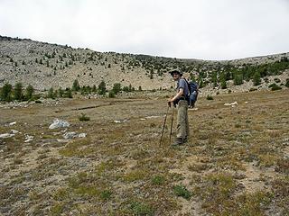 Justus as we approach the ridgeline between Martin and Switchback Peaks.