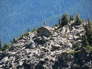 Justus on rocky ridge SE of Hawk Peak 9.8.07.