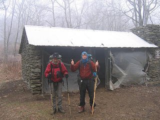 Cancer patient John Baker (left) and friend "sticker" on last AT thru-hike
