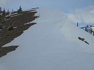Notice the stress cracks on the cornices? I stayed far below them