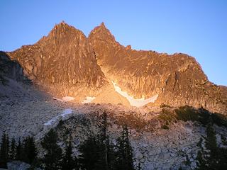 South faces of middle and main summits at evening ( there are climbers on it!)