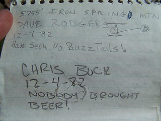 Summit register dates back to 1982.  Almost 32 yrs. later & still no beer.
