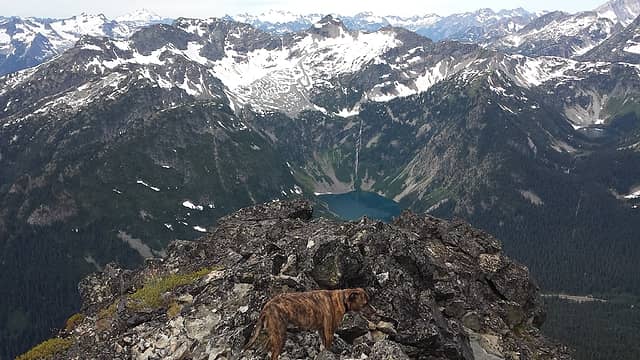 Maverick overlooking Frisco Mountain and Rainy Lake from Whistler Peak