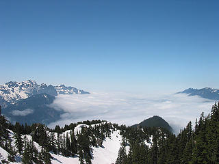 Low Clouds Covering Skykomish River Valley From Gully On Baring Mtn
