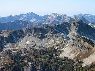 Chair Peak, Kaleetan Peak, Snoqualmie Mtn, Lundin Peak, Red Mtn And Alta Mtn From Hibox Mtn