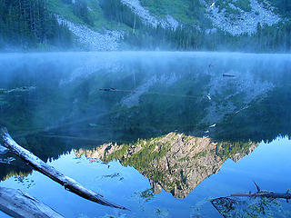 Merchant Peak Reflected in Foggy Eagle Lake