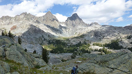 Coming down from Iceberg Lake - Mt. Ritter on the left and Banner Peak on the right in the distance.