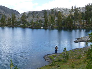 Lone fisherman at Emerald Lake (on the John Muir Trail)