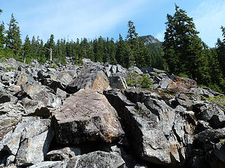 Boulders and summit area