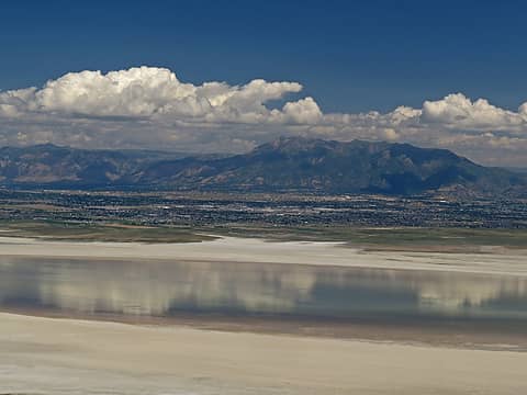 Looking across the Great Salt Lake from Frary toward Ogden