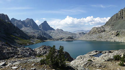 Lake Cecile with bathtub tarn in the lower right hand part of the picture