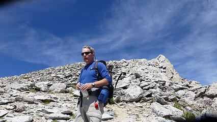 Once on the ridge - looking up at North Peak summit