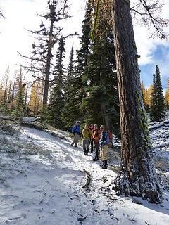 Group on the trail between Lake Clara and Lake Marion