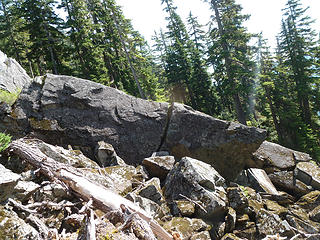 This split rock proved to be a useful landmark on the way down