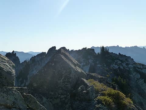 Looking across from the 6840' summit to the 6807' USGS summit of Bulls Tooth (to the southwest)