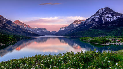 Evening view from Waterton Peace Park looking over to Glacier National Park.