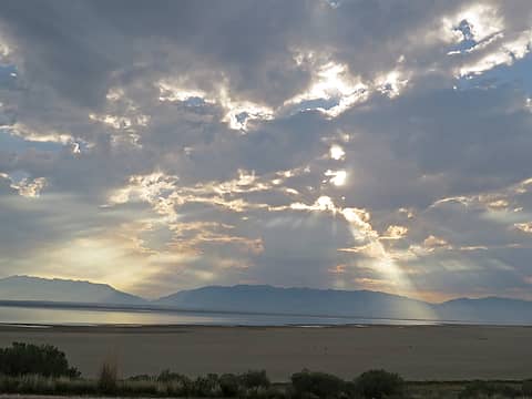 Sunbeams on Antelope Island, Utah