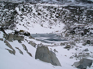 Tranquil Lake upper Enchantments almost frozen over 10/6/07