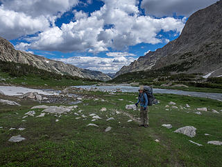 Next day hiking out of upper meadows