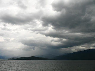 Bad weather rolls in over the Selkirks and Priest Lake, Idaho.