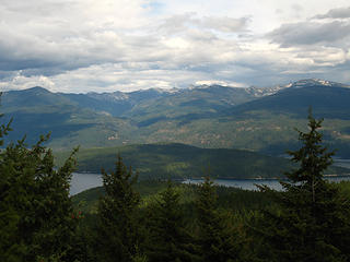 The Selkirk Crest from Lookout Mountain to Chimney Rock, from near the summit of Lakeview Mountain, Priest Lake, Idaho.