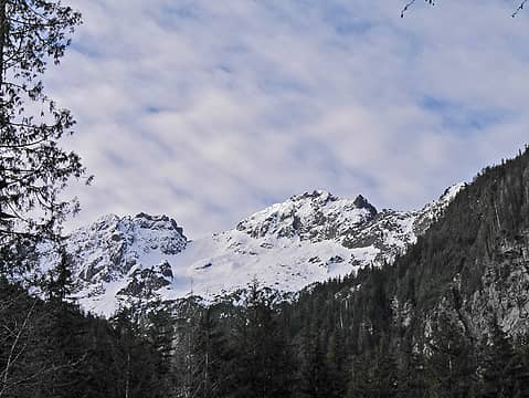 Snow only way up there. 
Goat Lake, WA 01/31/15